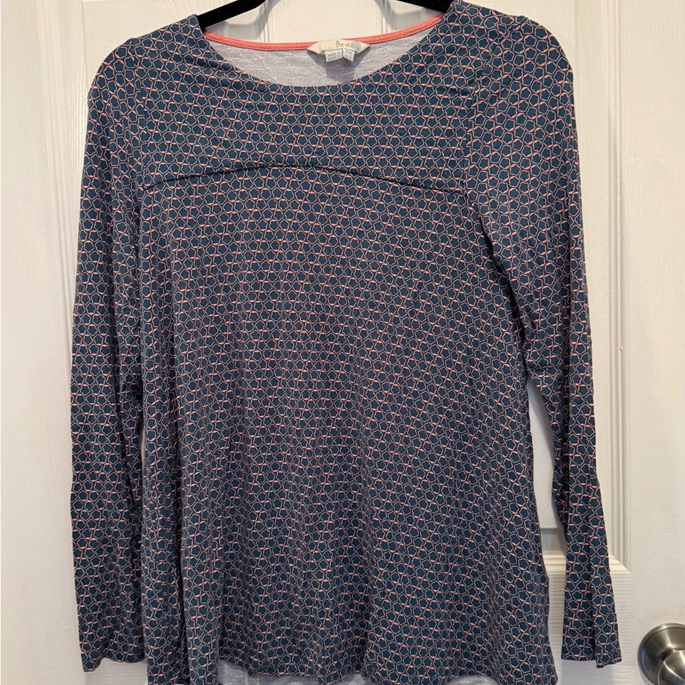 Boden long sleeve top blue & coral size 6 95% Viscose 5% Elastane